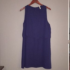 Navy blue sundress with scallop details